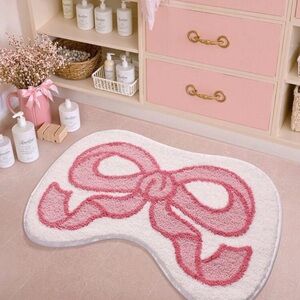 V-Day Rug Bathroom Rug, Bow Tie Style Soft Geometric Pattern Ultra-Thick